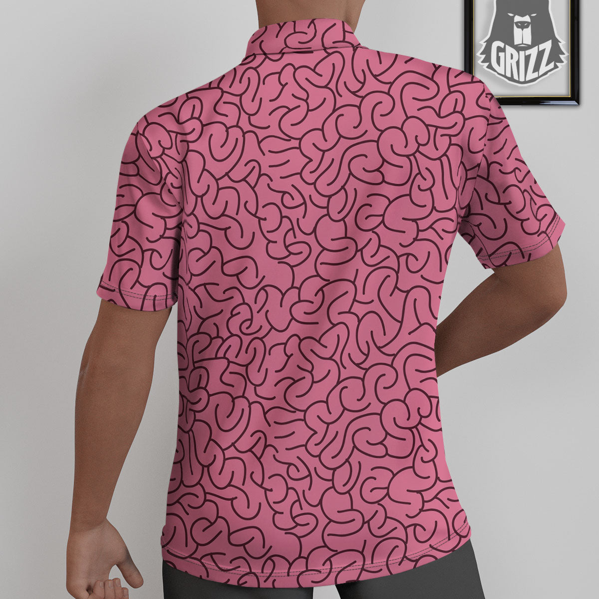 Human Brain Print Pattern Untucked Shirts-grizzshop