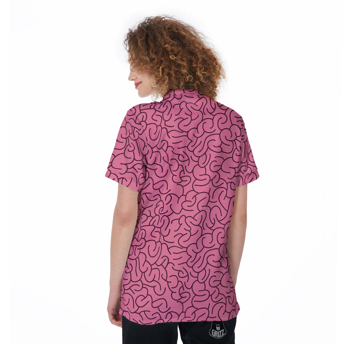 Human Brain Print Pattern Women's Golf Shirts-grizzshop