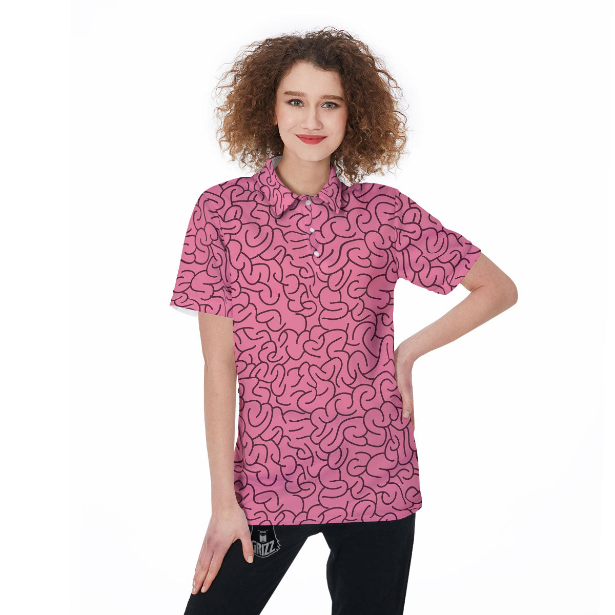 Human Brain Print Pattern Women's Golf Shirts-grizzshop