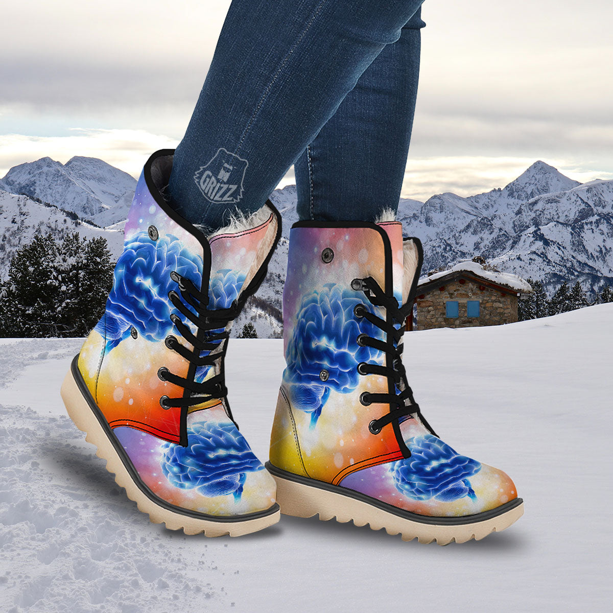 Human Brain Snow Boots-grizzshop