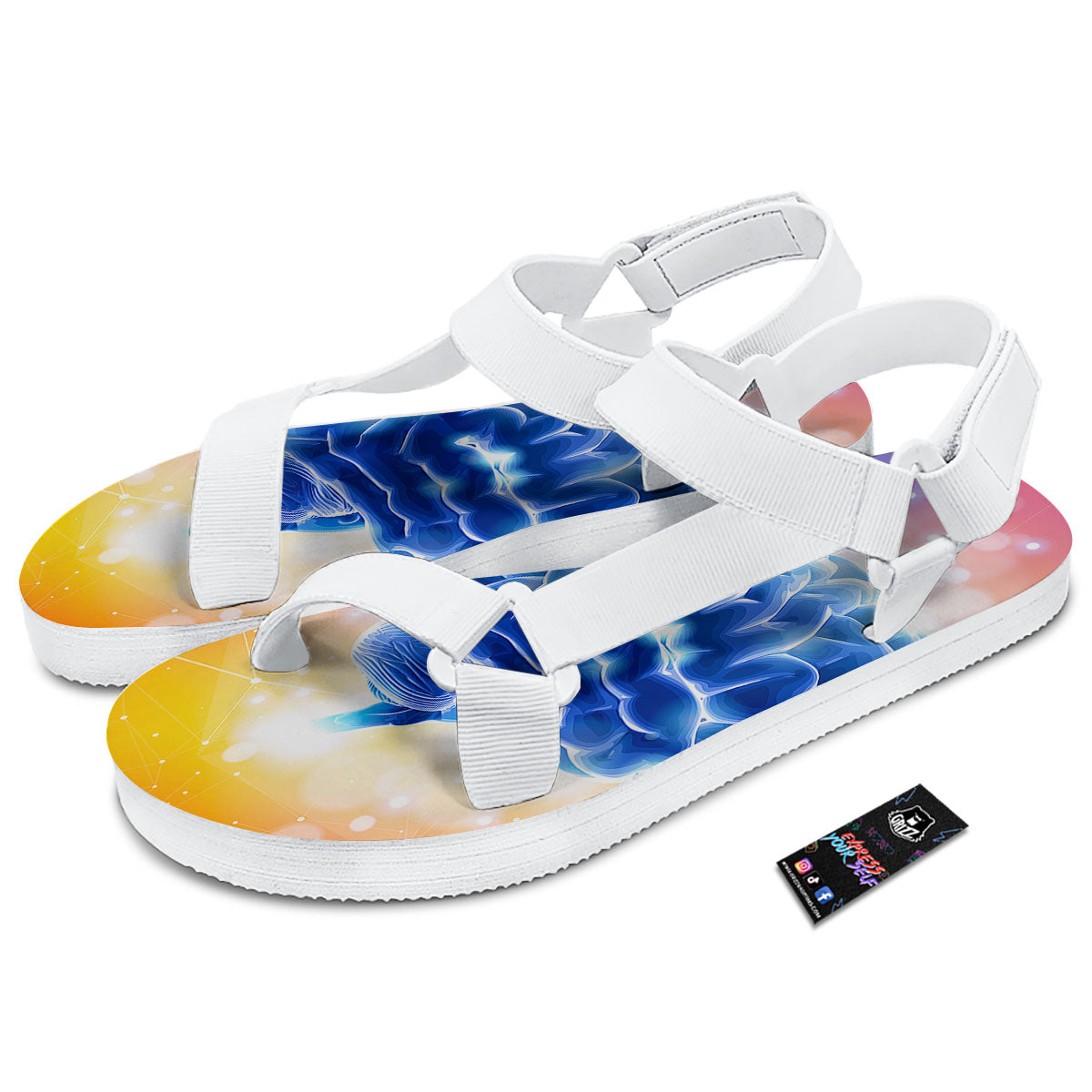 Human Brain White Open Toe Sandals-grizzshop