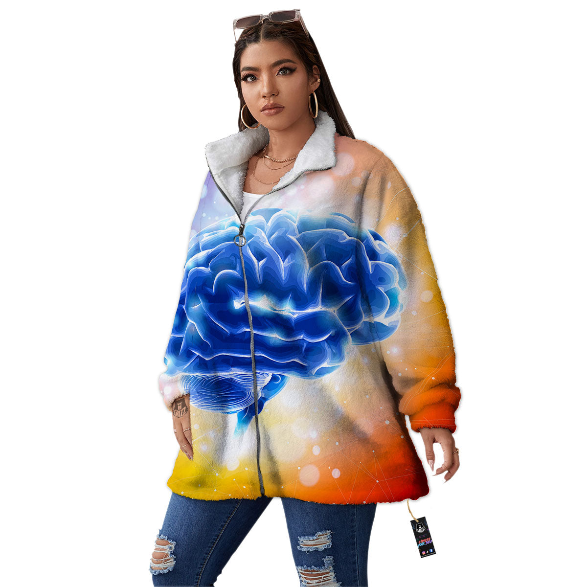Human Brain Women's Sherpa Jacket-grizzshop