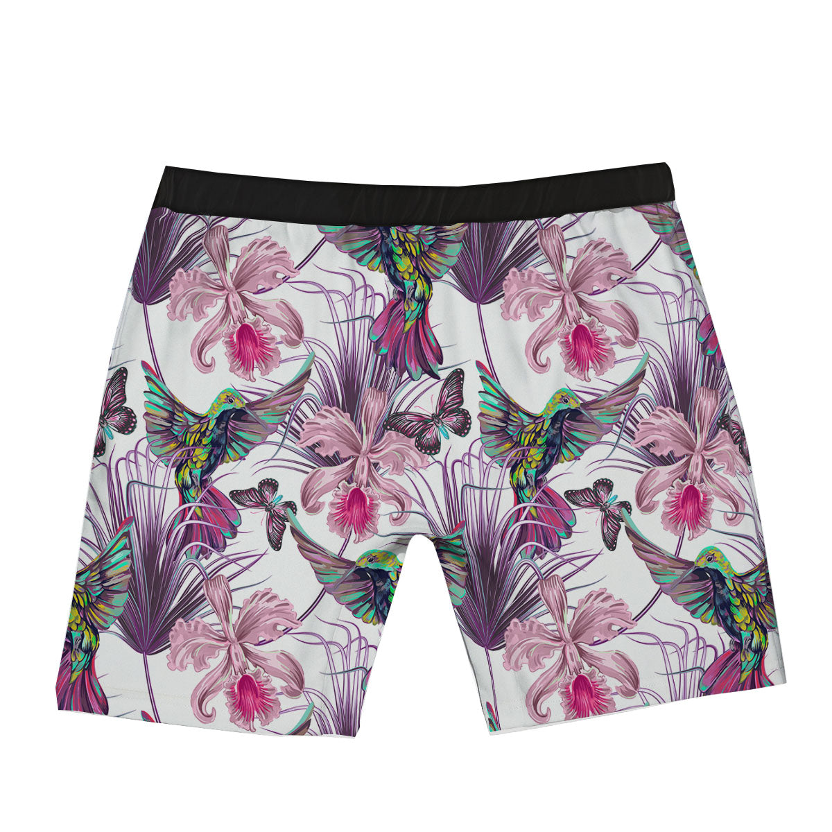 Hummingbird And Pink Flowers Print Boxer Briefs-grizzshop