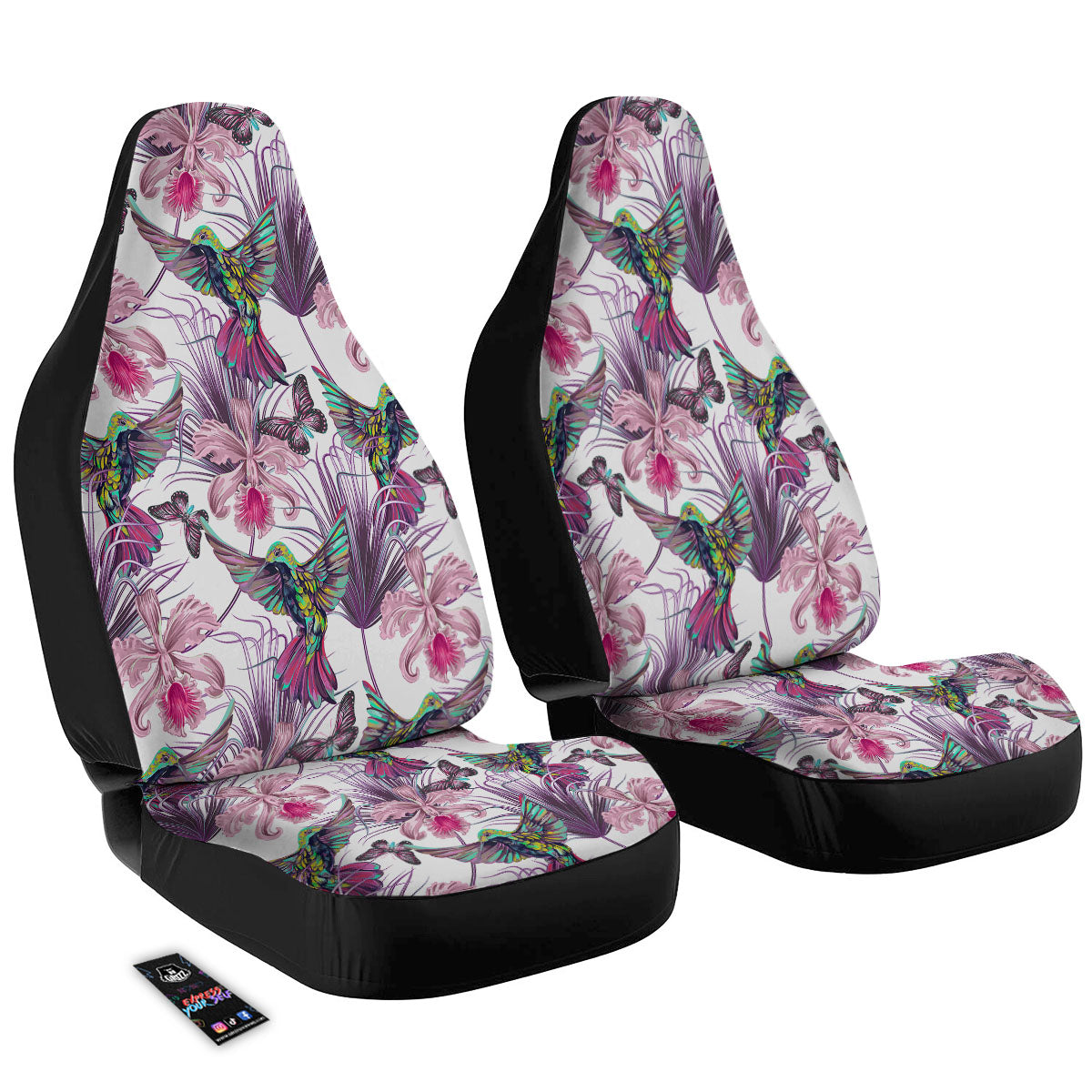 Hummingbird And Pink Flowers Print Car Seat Covers-grizzshop