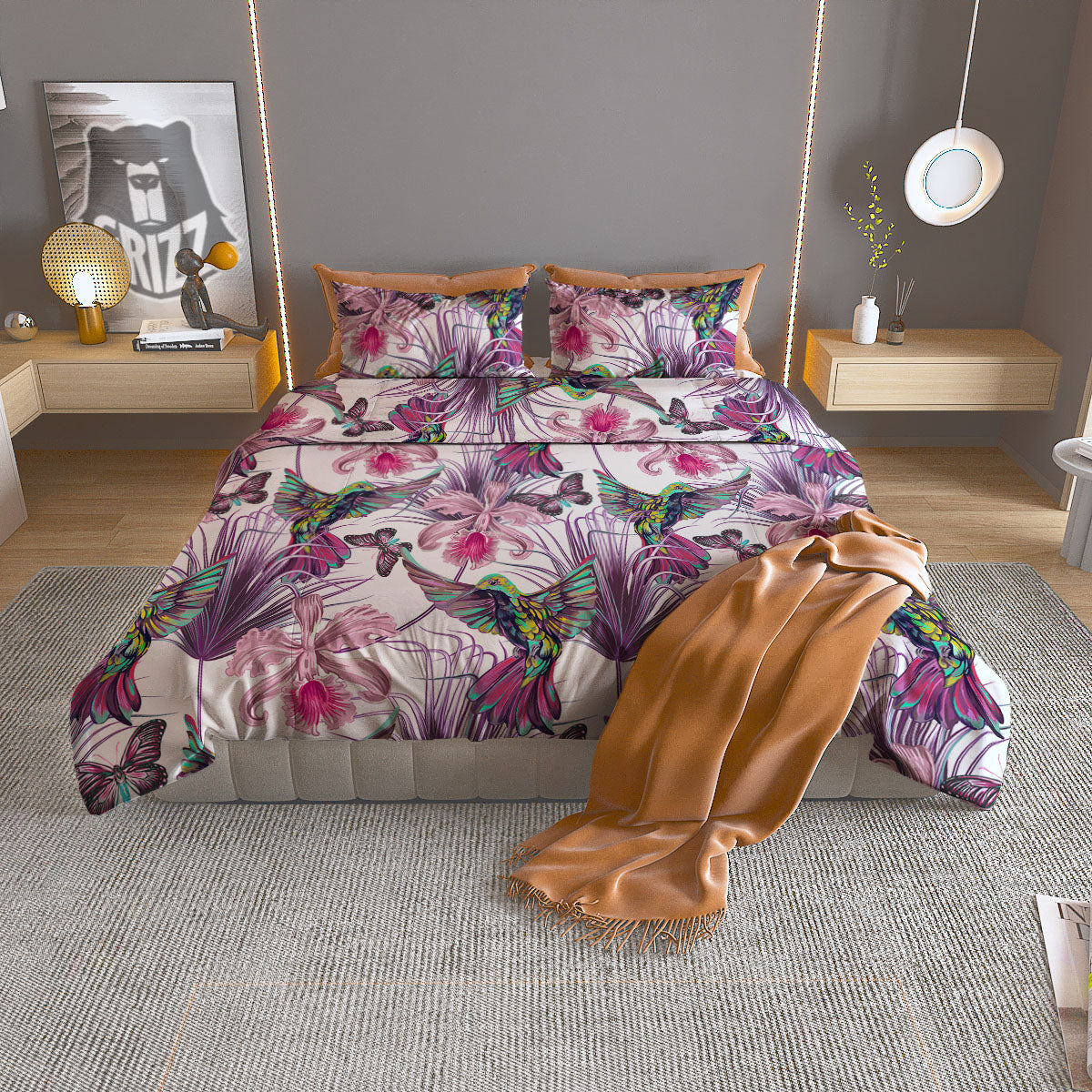 Horse Watercolor Print Pattern Duvet Cover Bedding Set