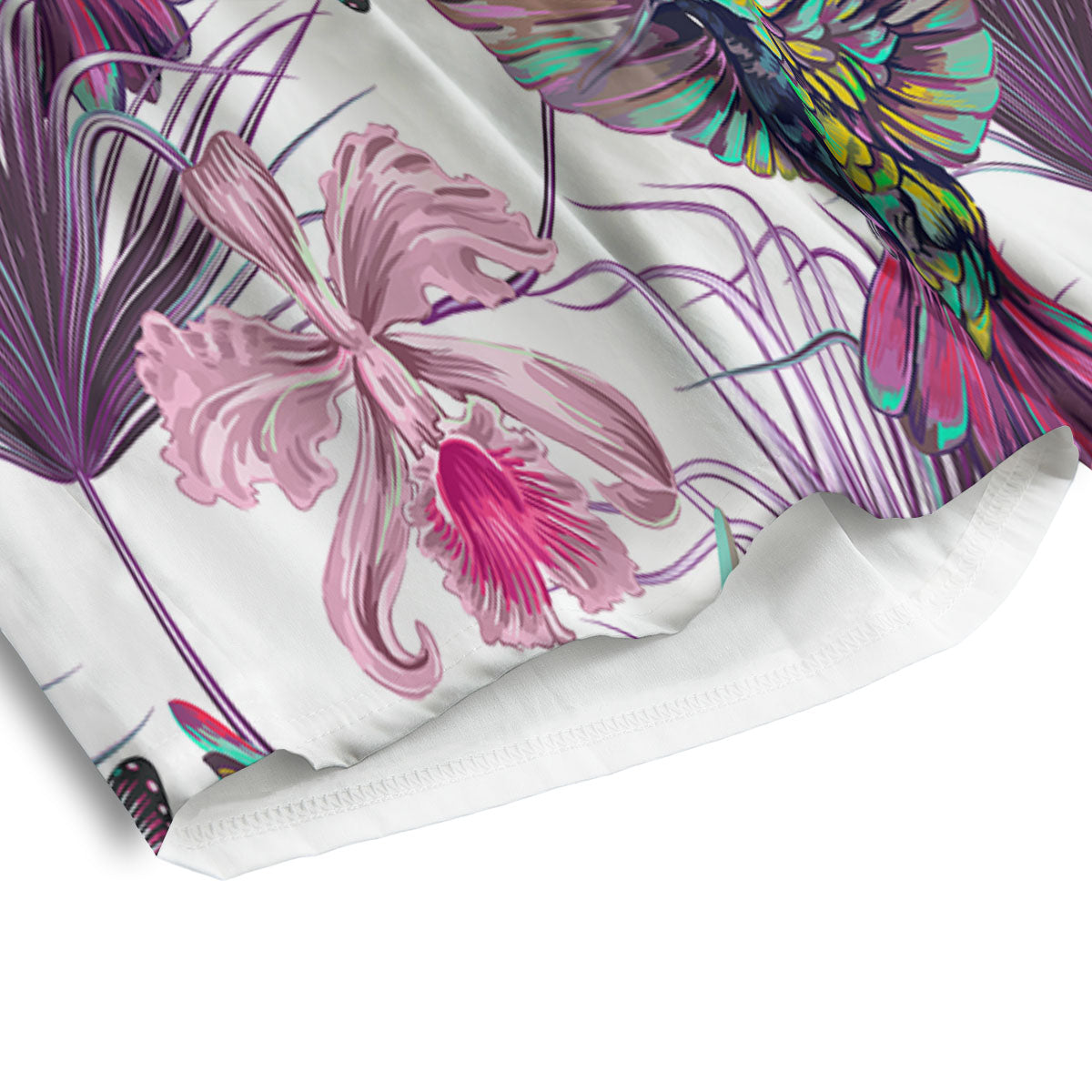 Hummingbird And Pink Flowers Print Men's Athletic Shorts