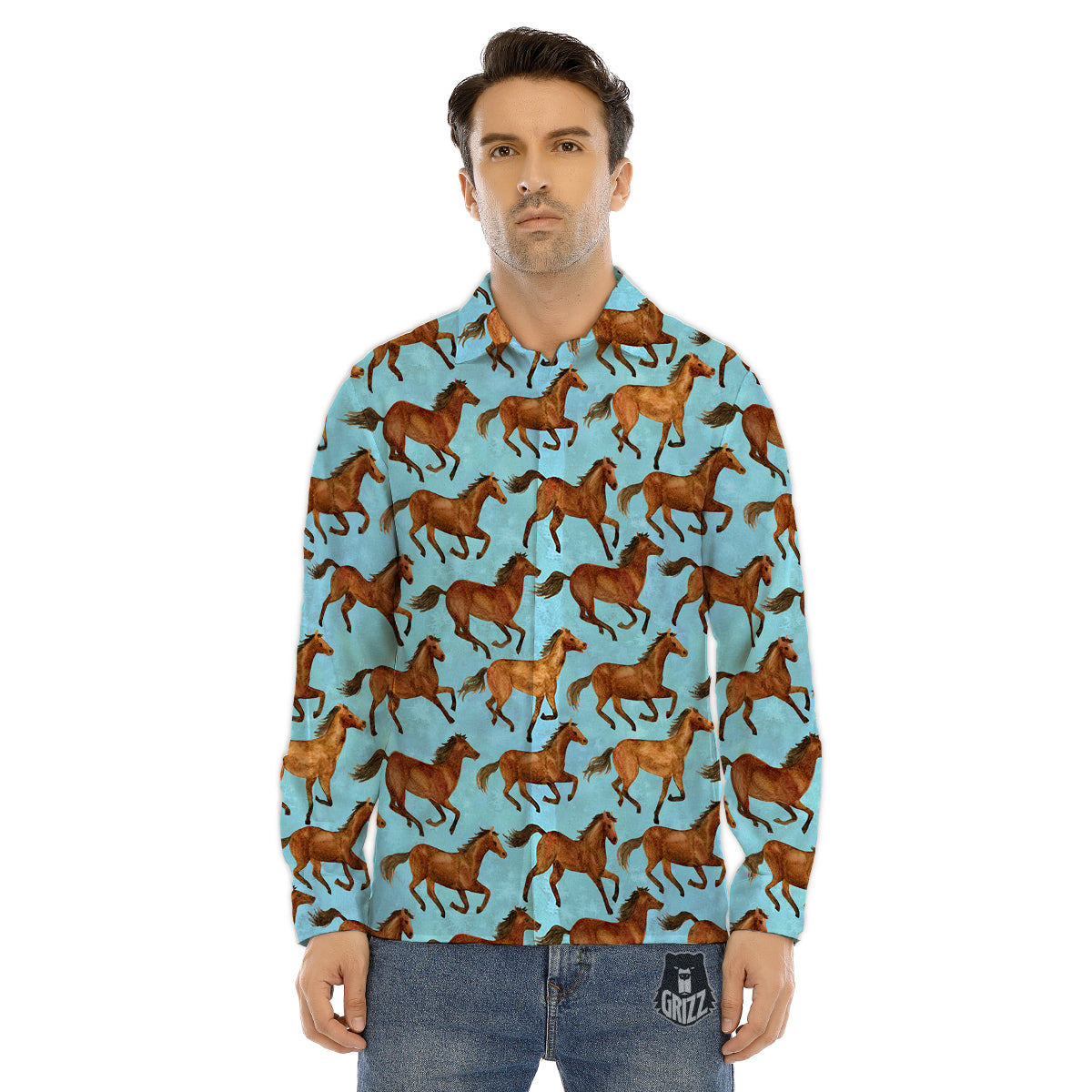 Hummingbird And Pink Flowers Print Men's Dress Shirts-grizzshop