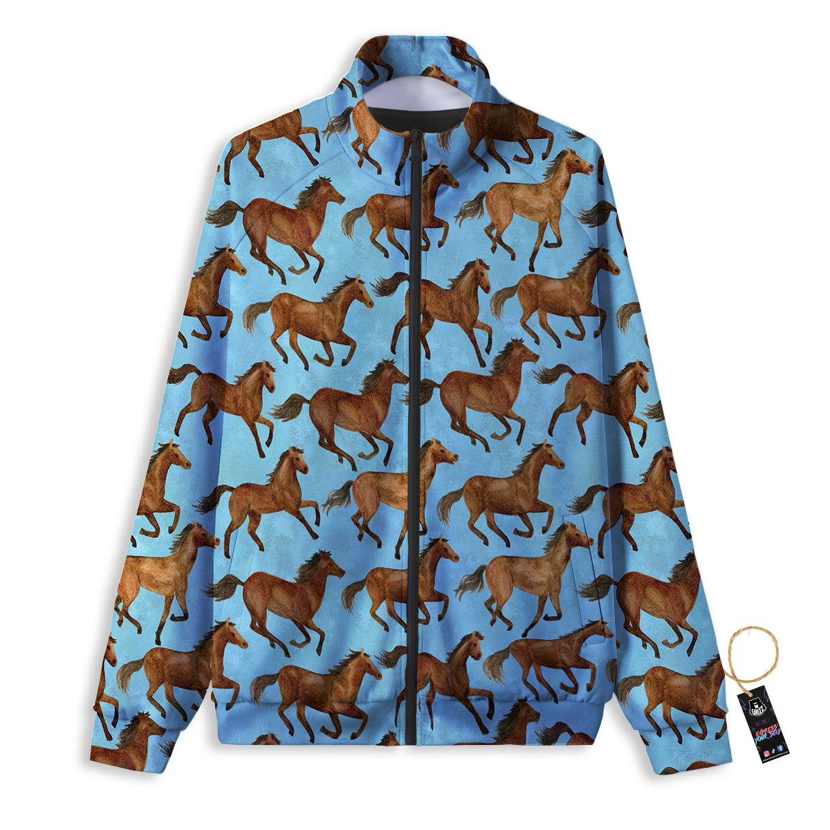 Hummingbird And Pink Flowers Print Track Jacket-grizzshop