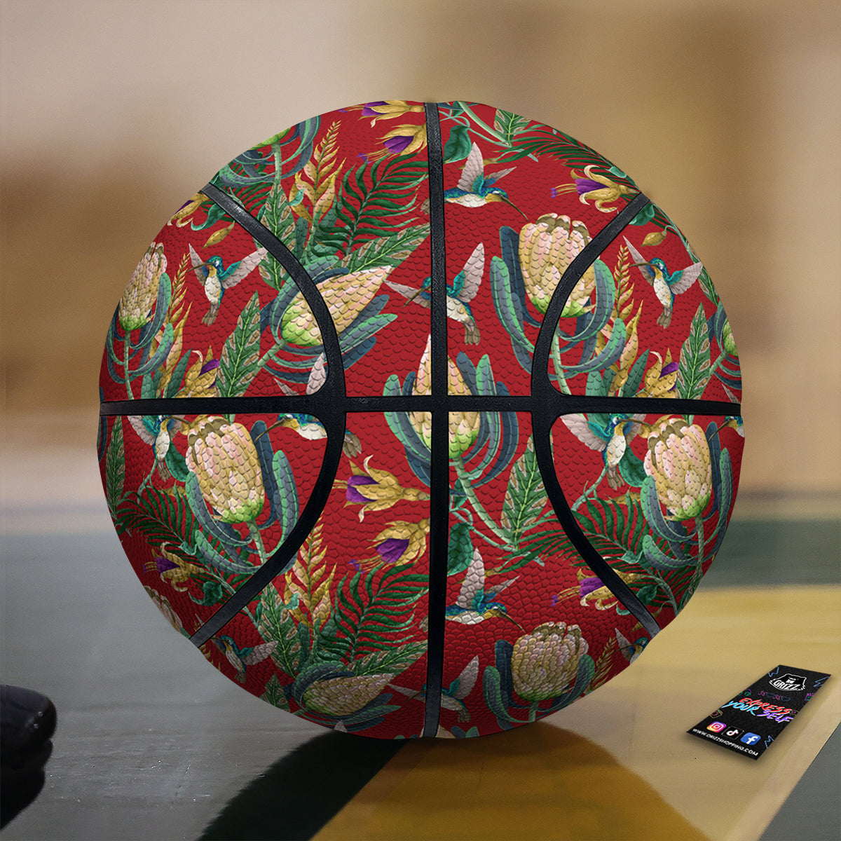 Hummingbird And Wild Flowers Print Pattern Basketball