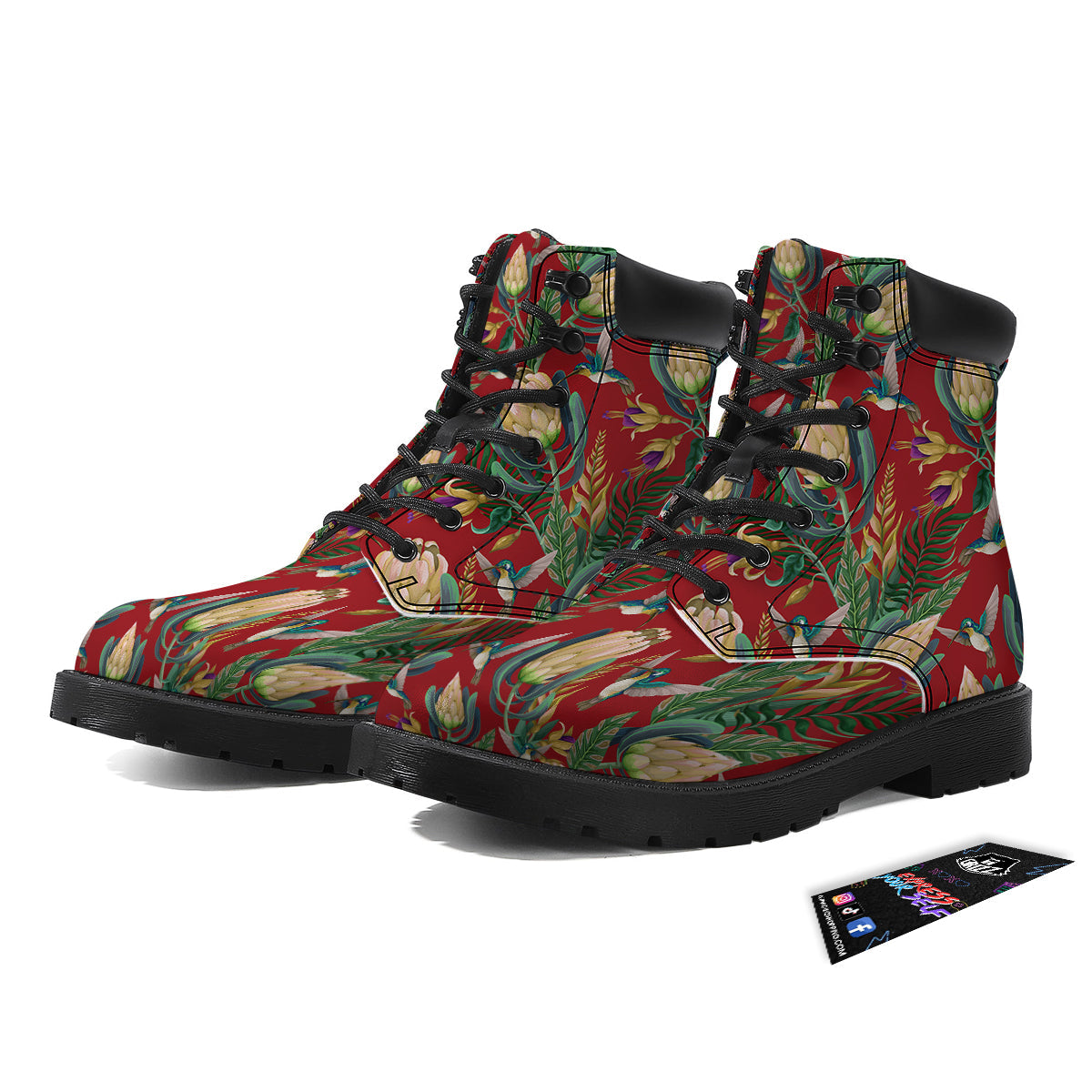 Hummingbird And Wild Flowers Print Pattern Boots-grizzshop