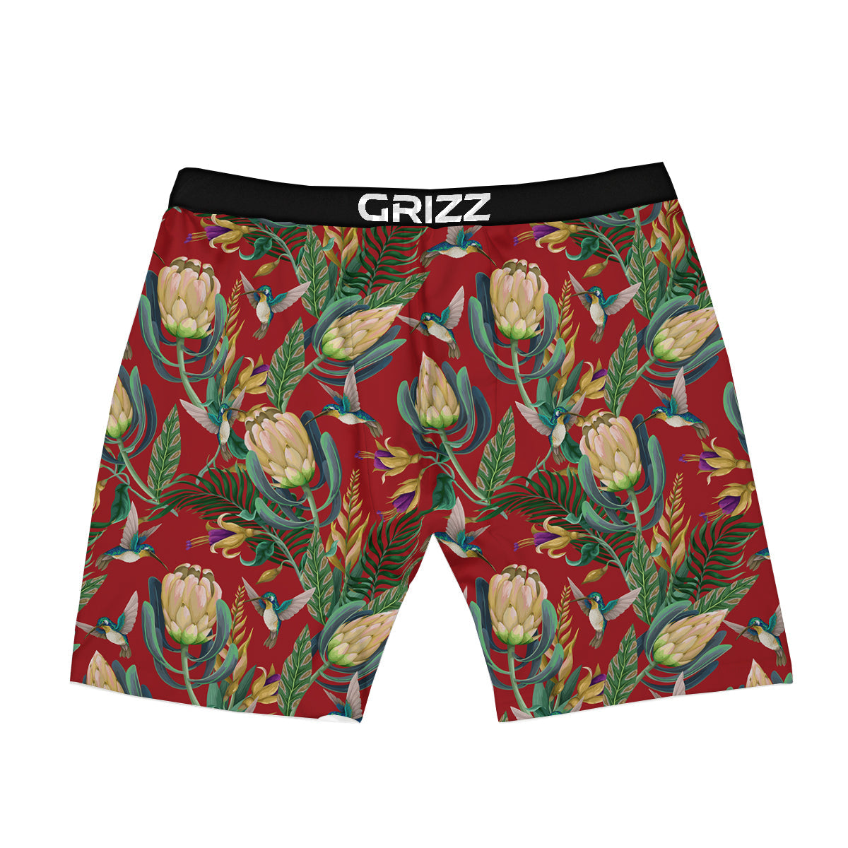 Hummingbird And Wild Flowers Print Pattern Boxer Briefs-grizzshop