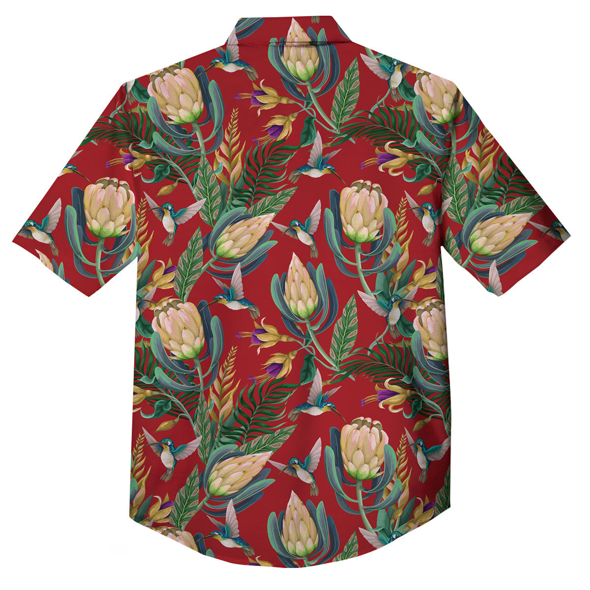 Hummingbird And Wild Flowers Print Pattern Button Up Shirt-grizzshop