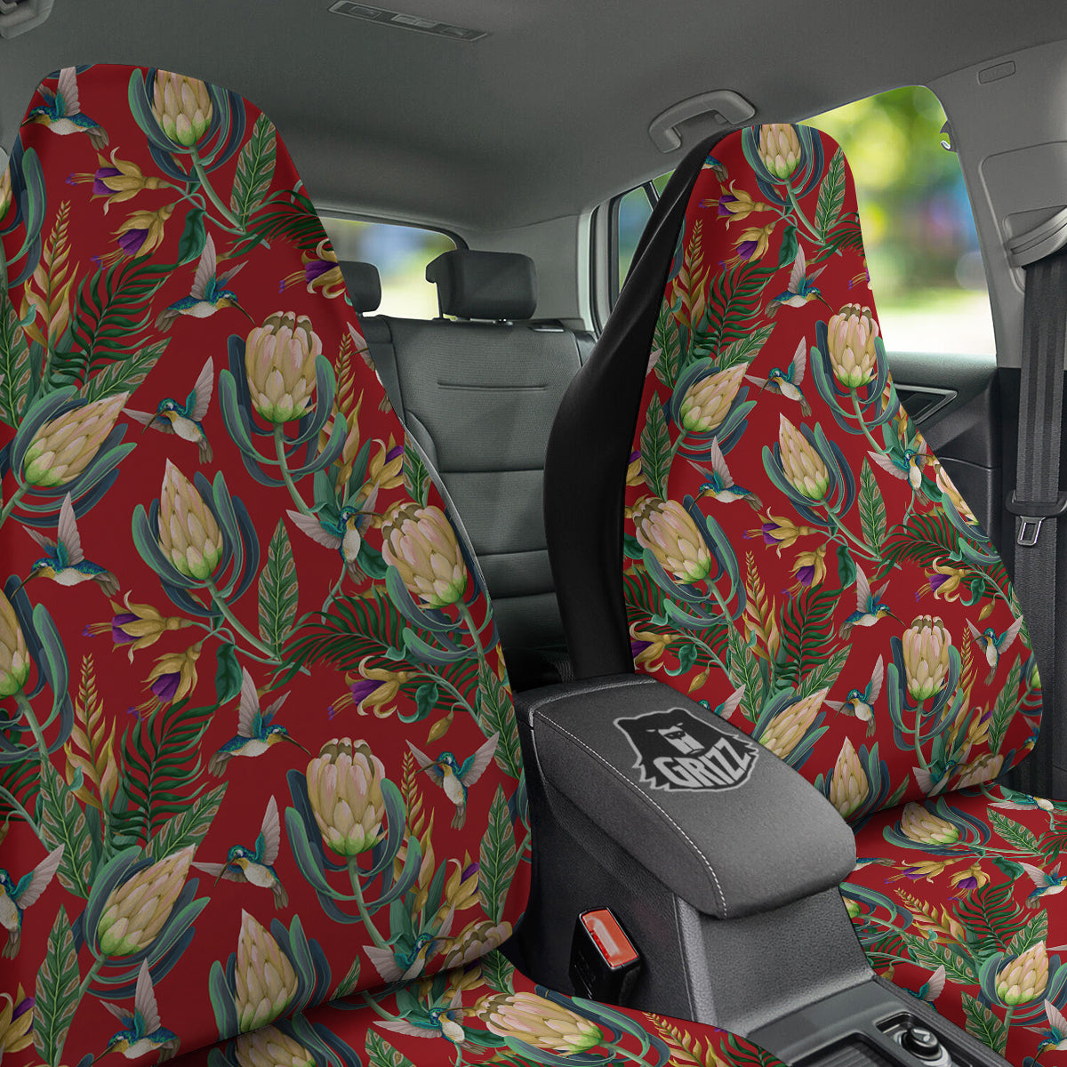 Hummingbird And Wild Flowers Print Pattern Car Seat Covers-grizzshop