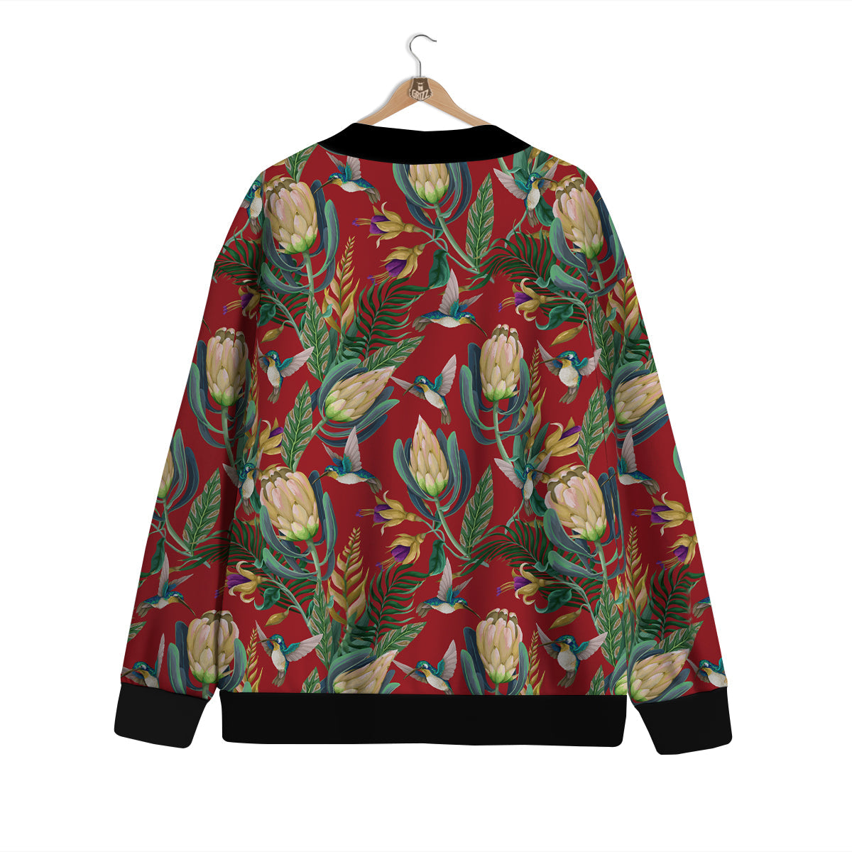 Hummingbird And Wild Flowers Print Pattern Cardigan-grizzshop