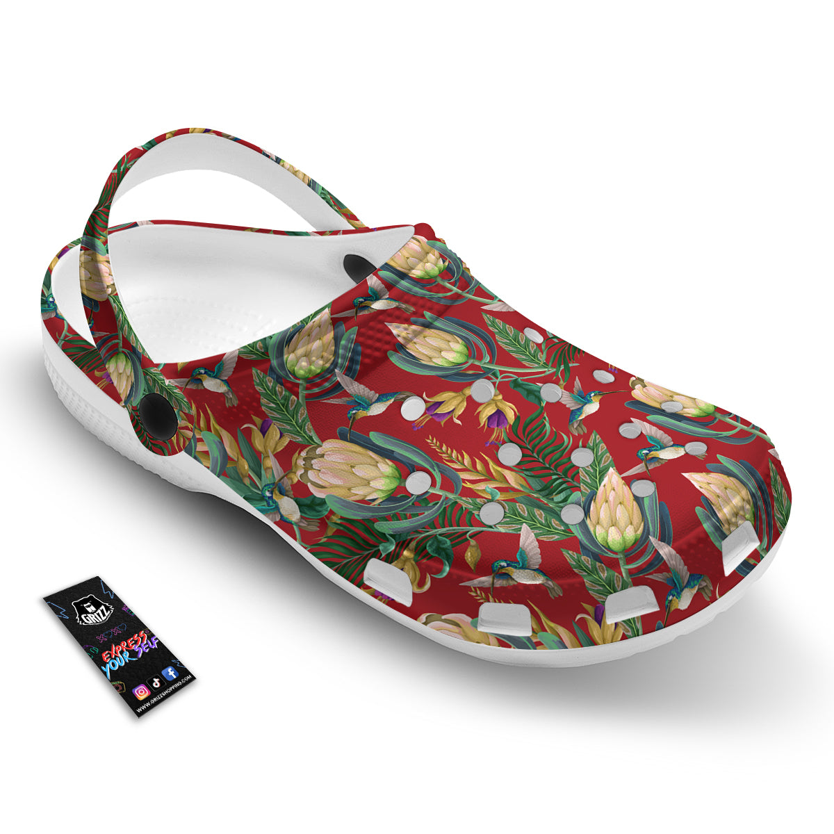 Hummingbird And Wild Flowers Print Pattern Clog-grizzshop