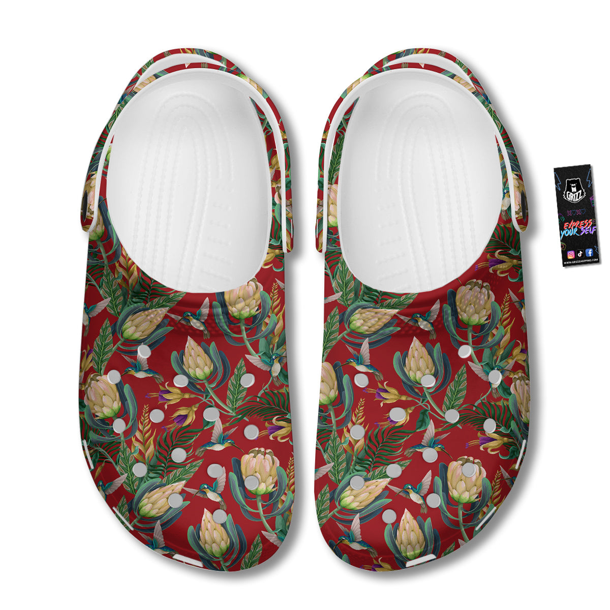 Hummingbird And Wild Flowers Print Pattern Clog-grizzshop