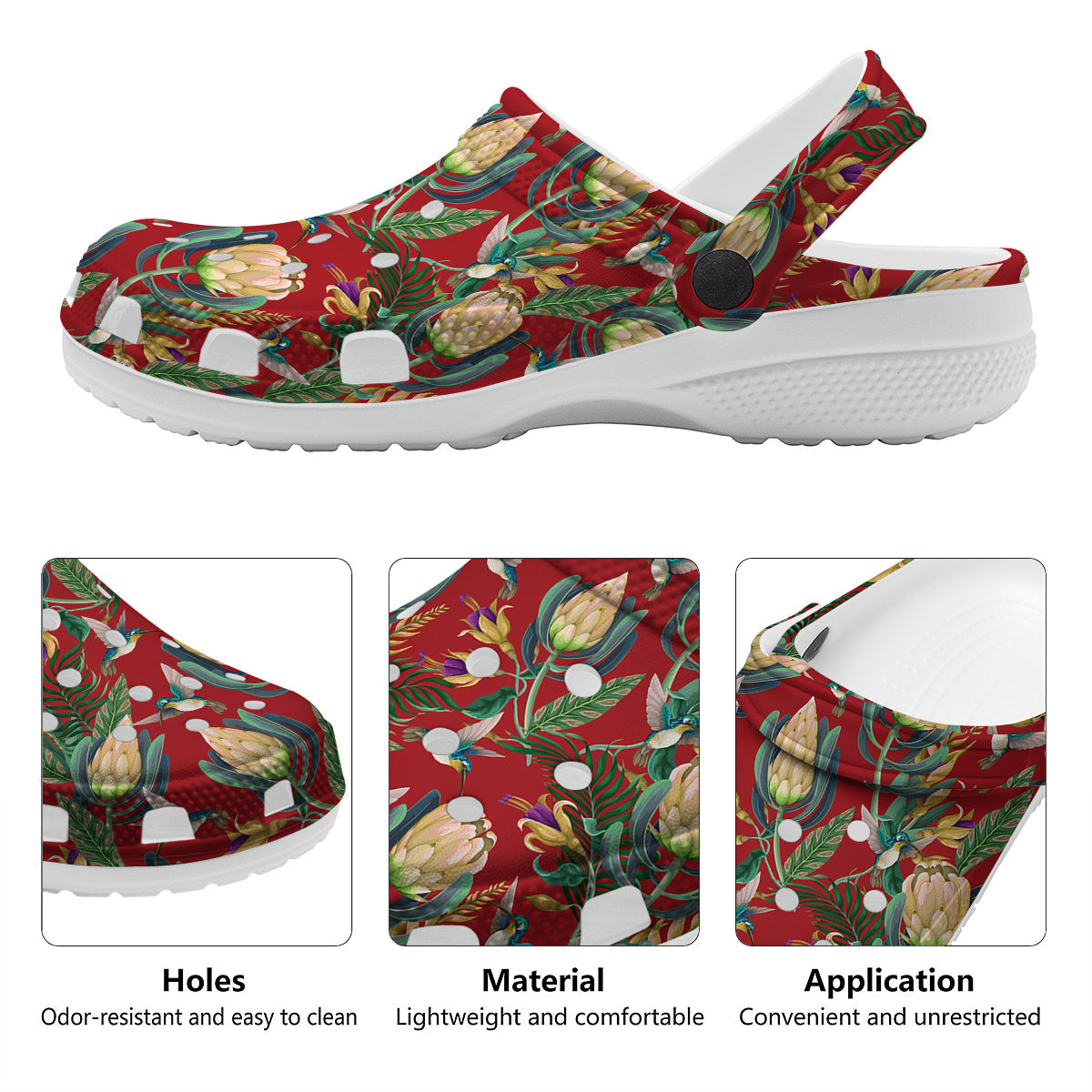 Hummingbird And Wild Flowers Print Pattern Clog-grizzshop