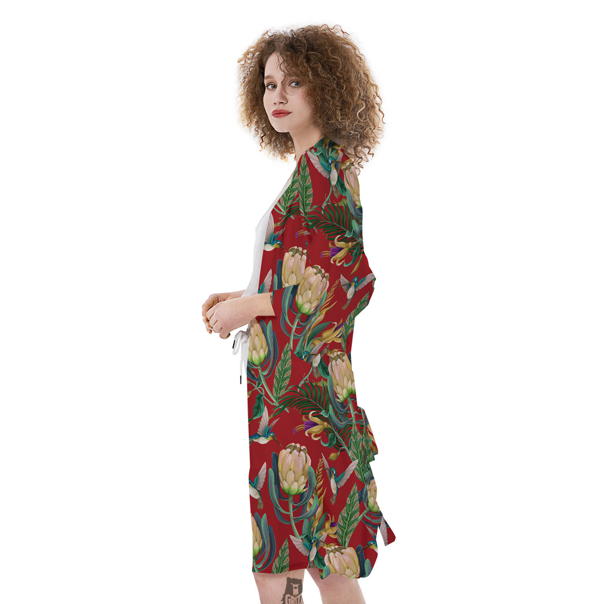 Hummingbird And Wild Flowers Print Pattern Kimono-grizzshop