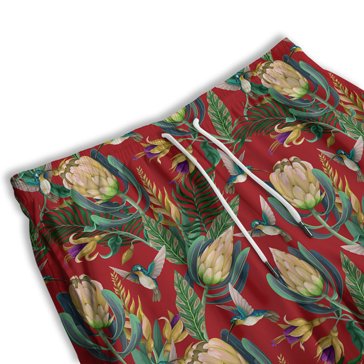 Hummingbird And Wild Flowers Print Pattern Men's Athletic Shorts
