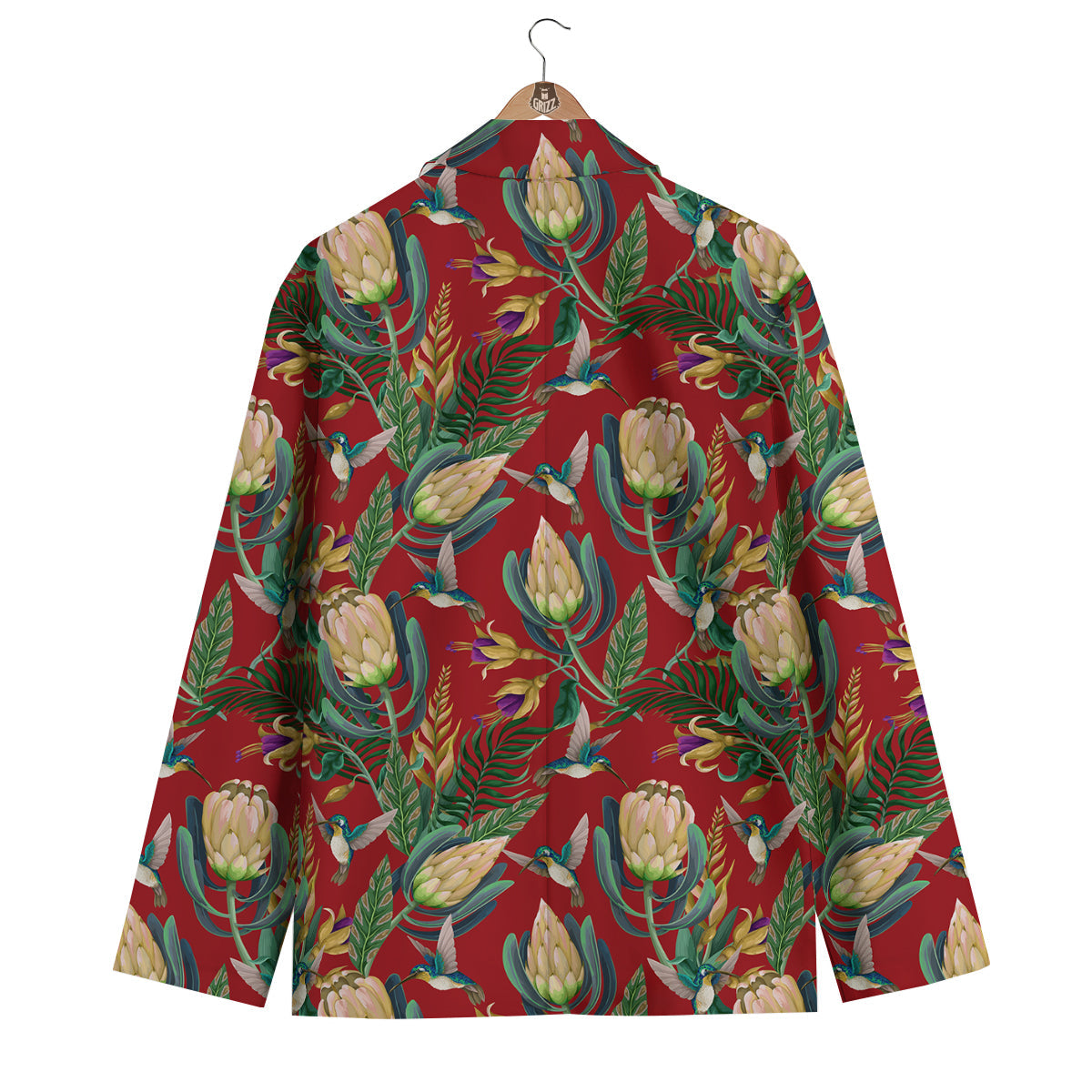 Hummingbird And Wild Flowers Print Pattern Men's Blazer-grizzshop