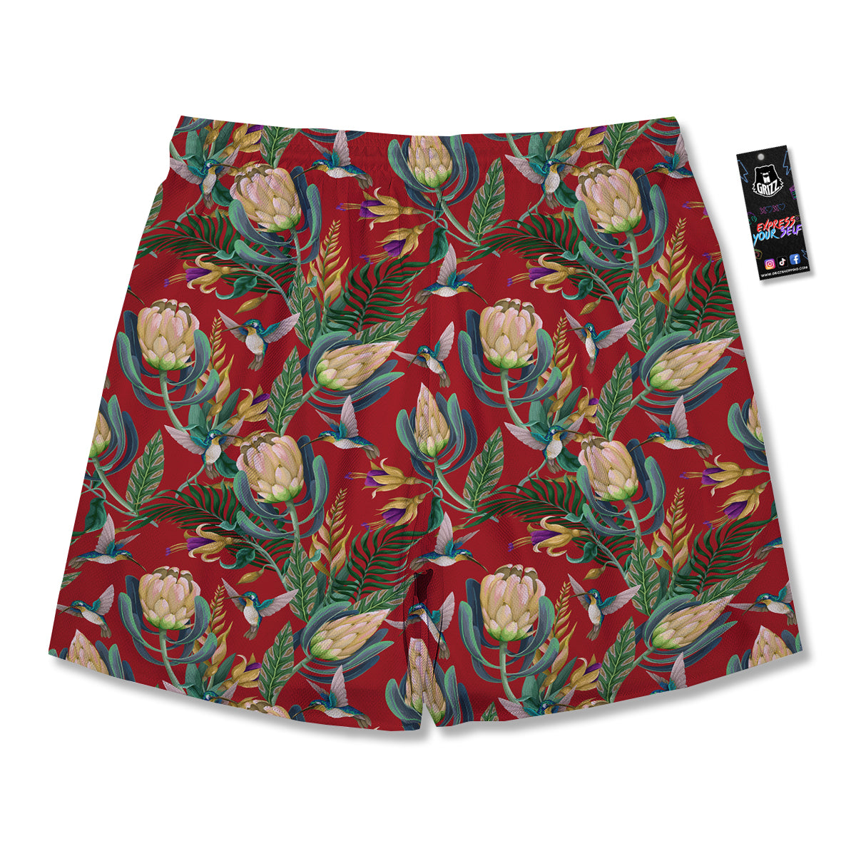 Hummingbird And Wild Flowers Print Pattern Men's Running Shorts-grizzshop