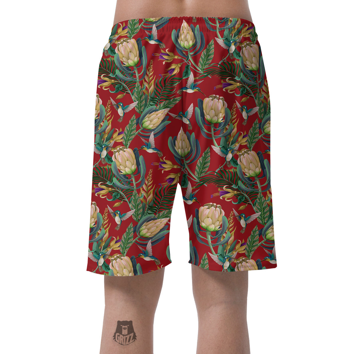 Hummingbird And Wild Flowers Print Pattern Men's Shorts-grizzshop