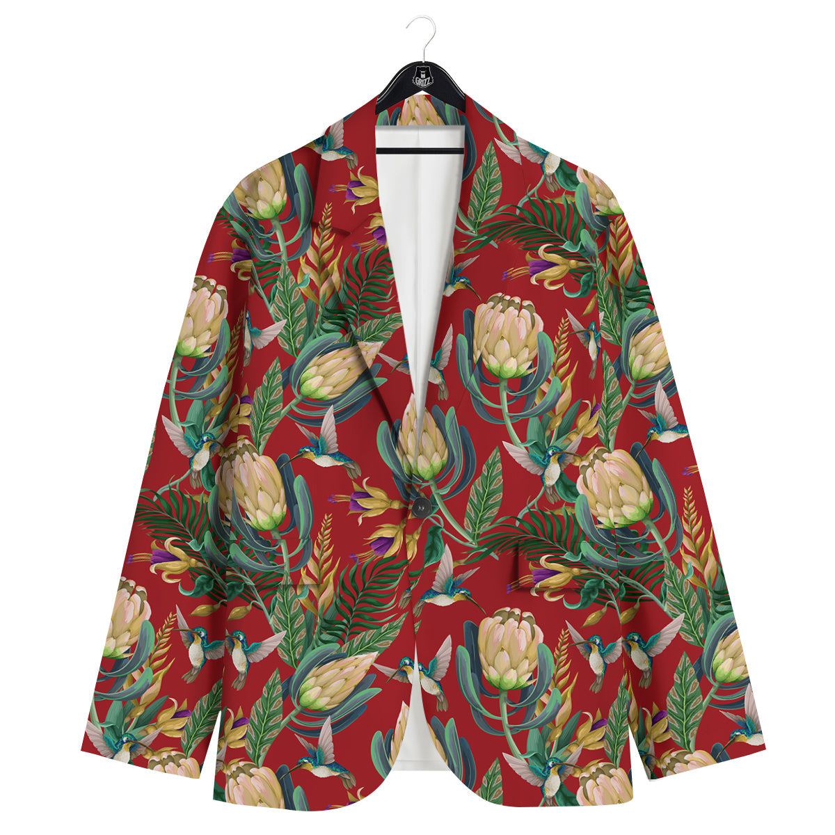 Hummingbird And Wild Flowers Print Pattern Men's Sport Coat-grizzshop