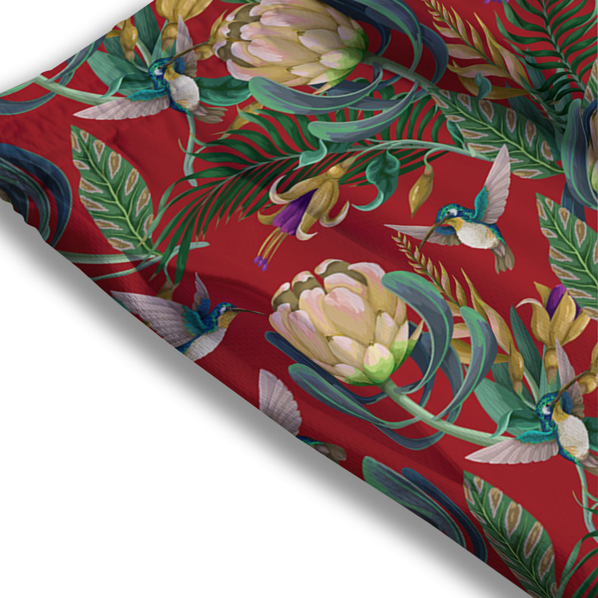 Hummingbird And Wild Flowers Print Pattern Mesh Shorts