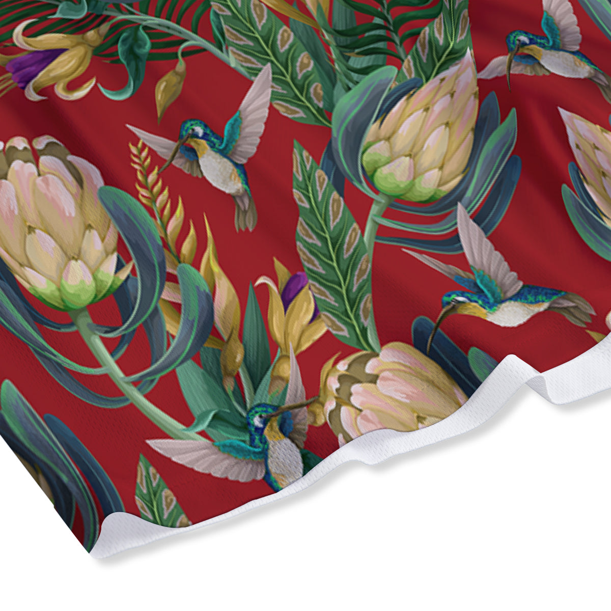 Hummingbird And Wild Flowers Print Pattern Mesh Shorts