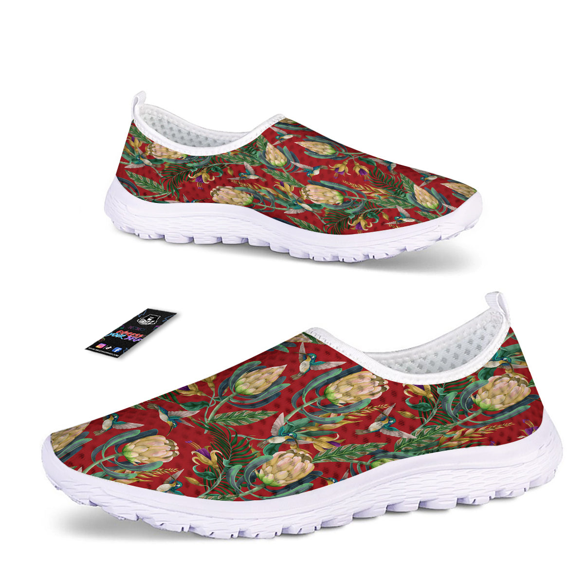 Hummingbird And Wild Flowers Print Pattern Nurse Shoes-grizzshop