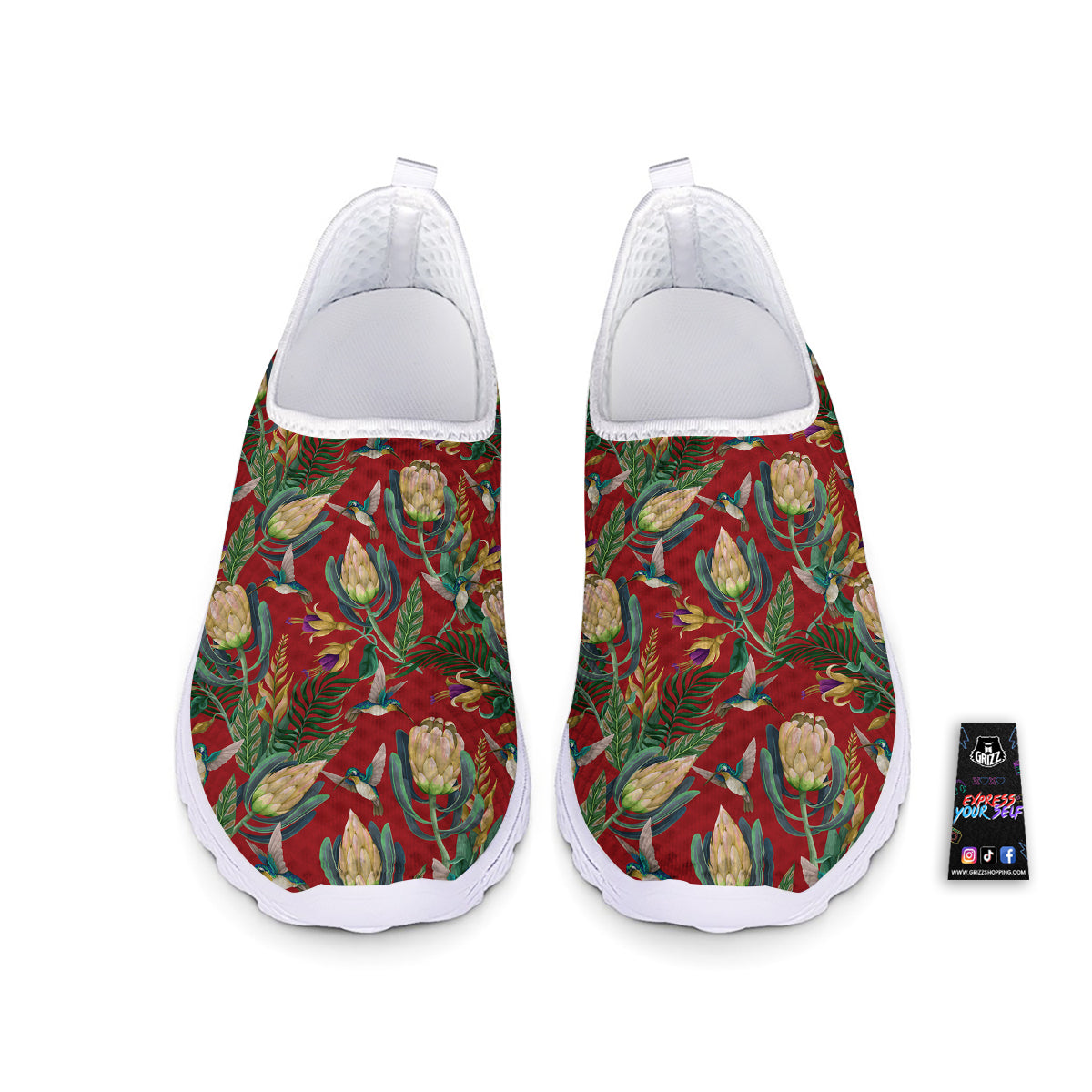 Hummingbird And Wild Flowers Print Pattern Nurse Shoes-grizzshop