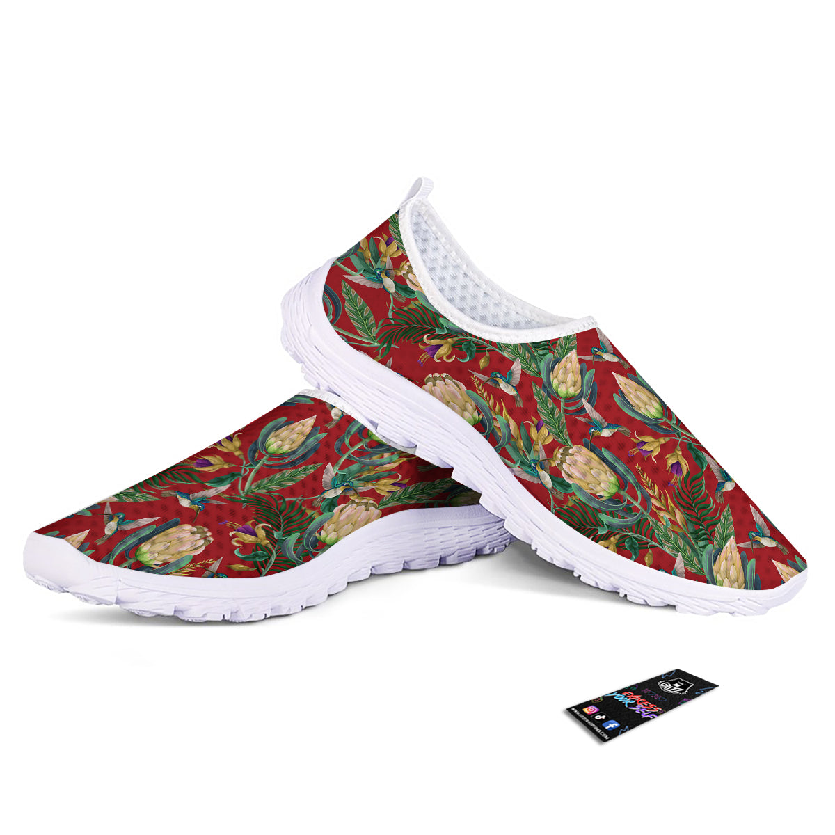 Hummingbird And Wild Flowers Print Pattern Nurse Shoes-grizzshop