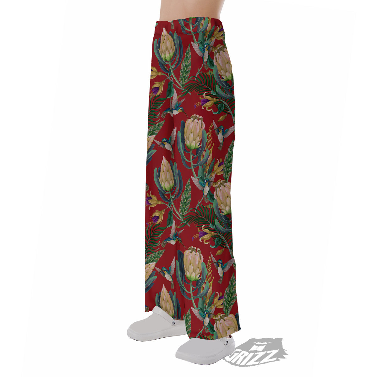 Hummingbird And Wild Flowers Print Pattern Pajama Pants-grizzshop
