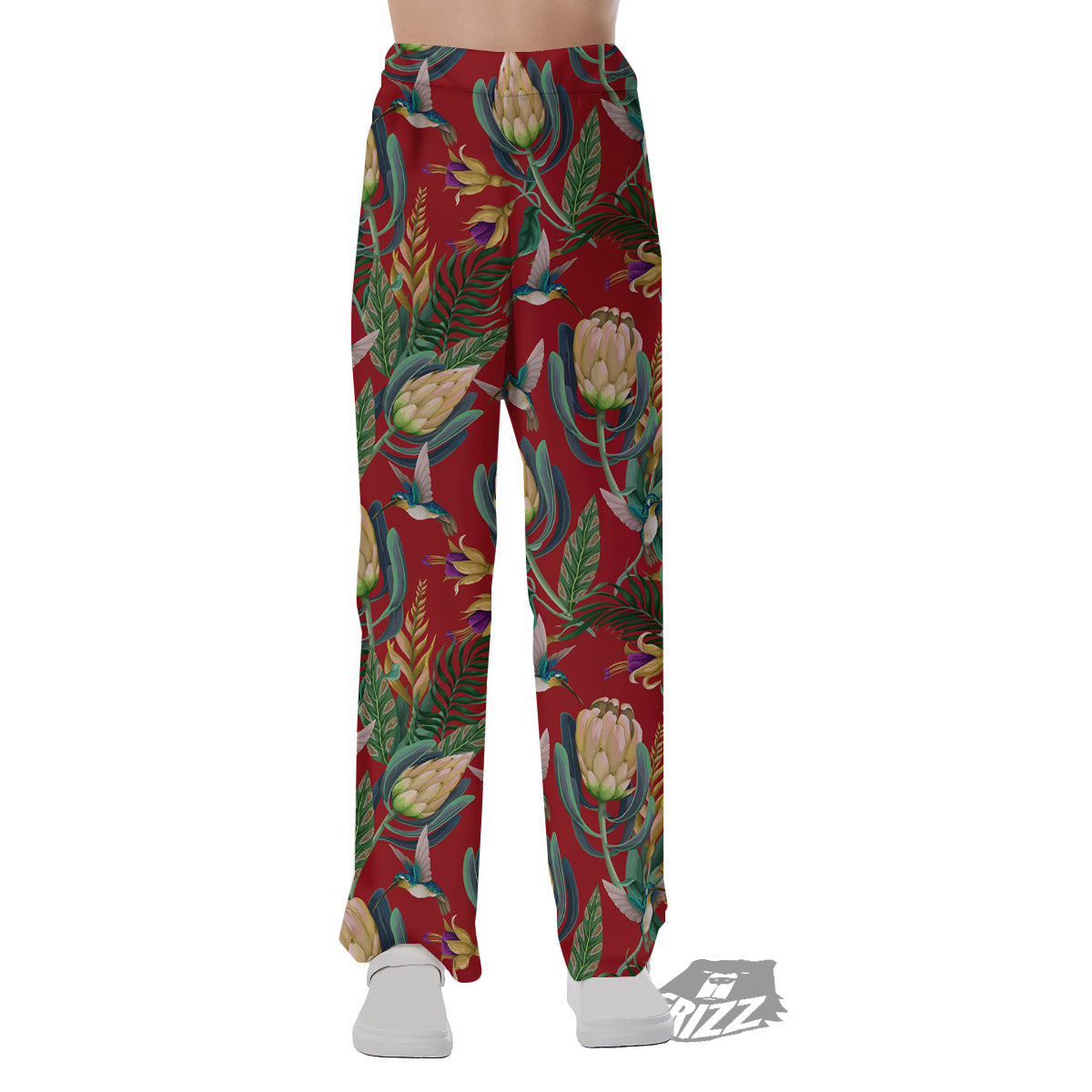 Hummingbird And Wild Flowers Print Pattern Pajama Pants-grizzshop