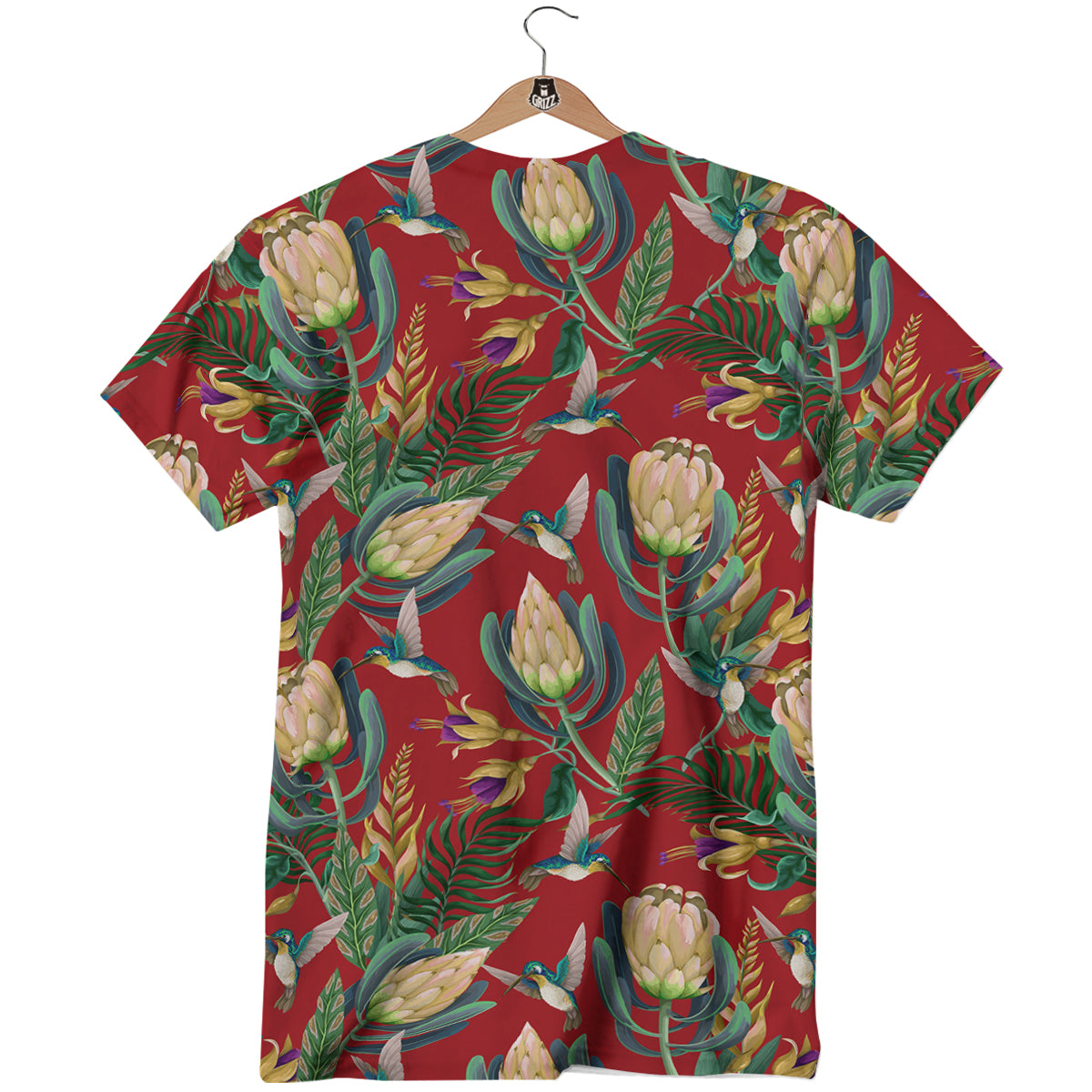 Hummingbird And Wild Flowers Print Pattern T-Shirt-grizzshop