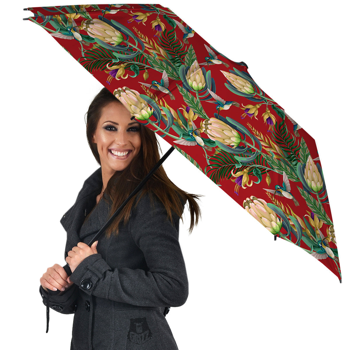 Hummingbird And Wild Flowers Print Pattern Umbrella-grizzshop