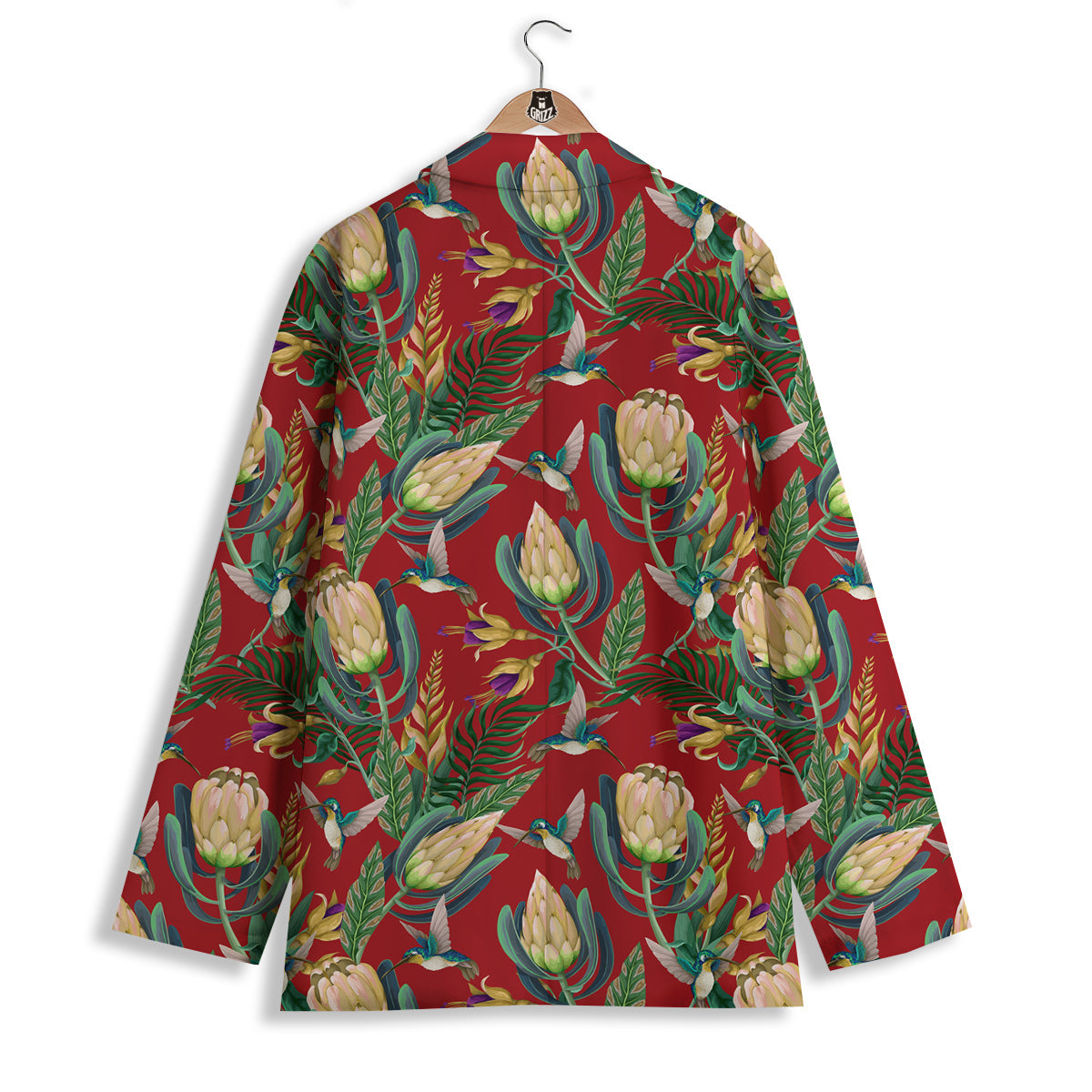Hummingbird And Wild Flowers Print Pattern Women's Blazer-grizzshop