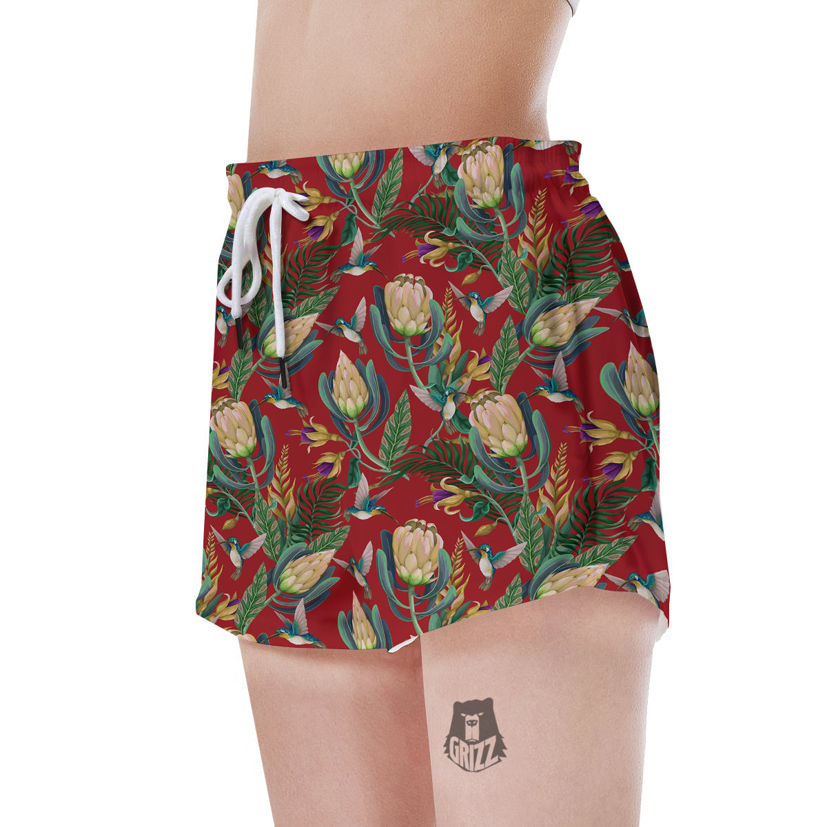 Hummingbird And Wild Flowers Print Pattern Women's Shorts-grizzshop