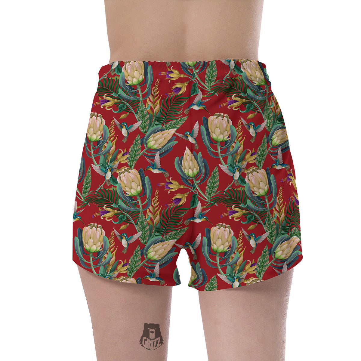 Hummingbird And Wild Flowers Print Pattern Women's Shorts-grizzshop
