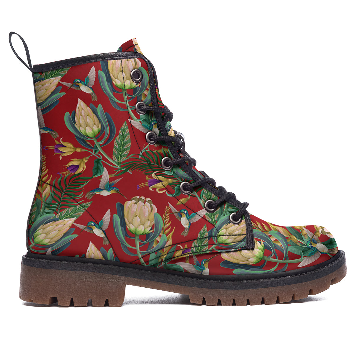 Hummingbird And Wild Flowers Print Pattern Work Boots-grizzshop