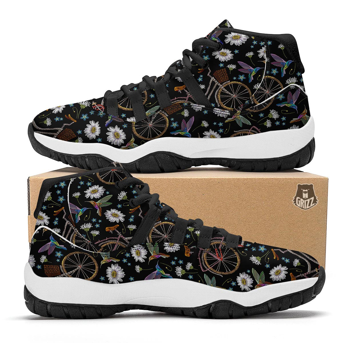 Hummingbird Bicycle Black Bball Shoes-grizzshop