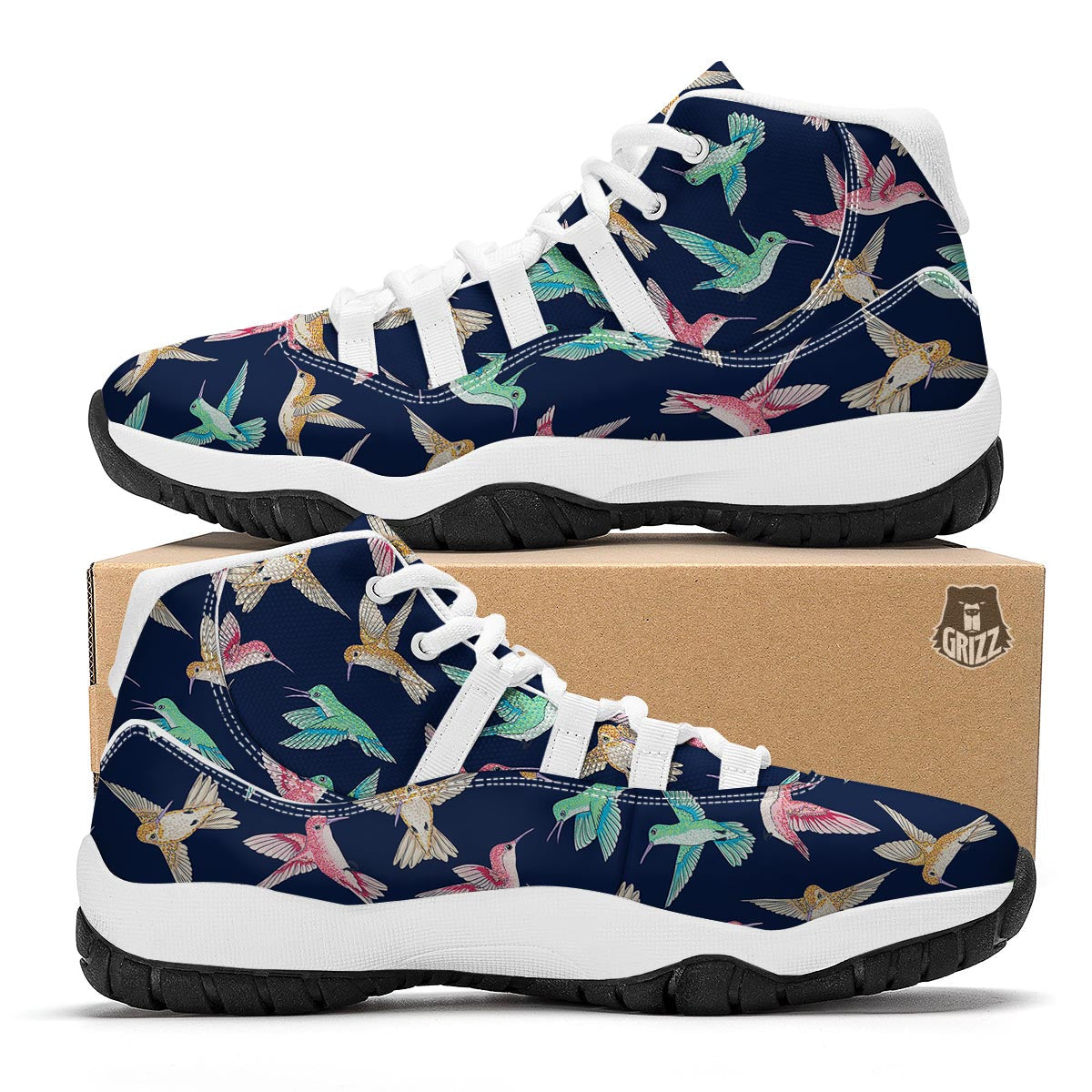 Hummingbird Colorful White Bball Shoes-grizzshop