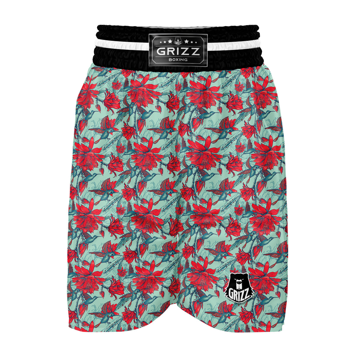 Hummingbird Floral Boxing Shorts-grizzshop