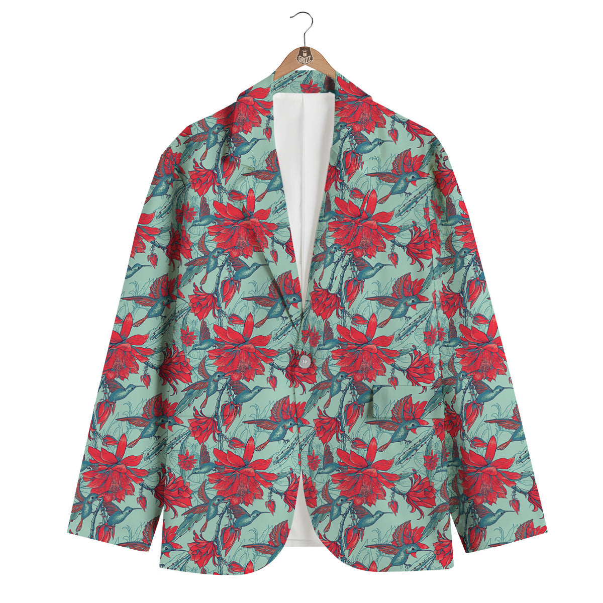 Hummingbird Floral Men's Blazer-grizzshop