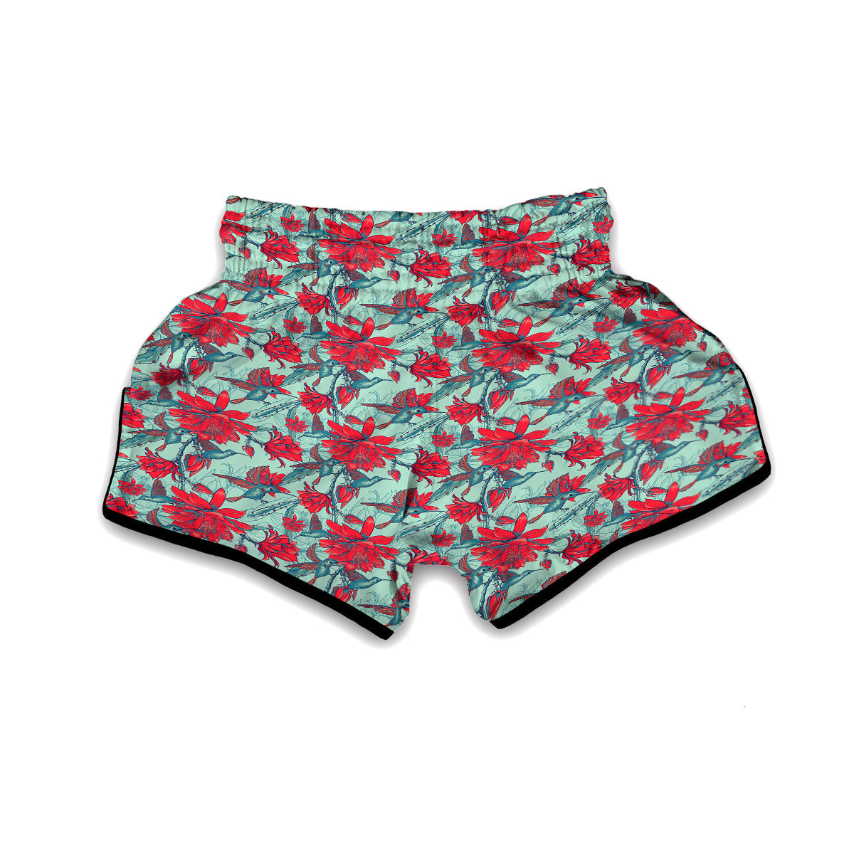 Hummingbird Floral Muay Thai Boxing Shorts-grizzshop