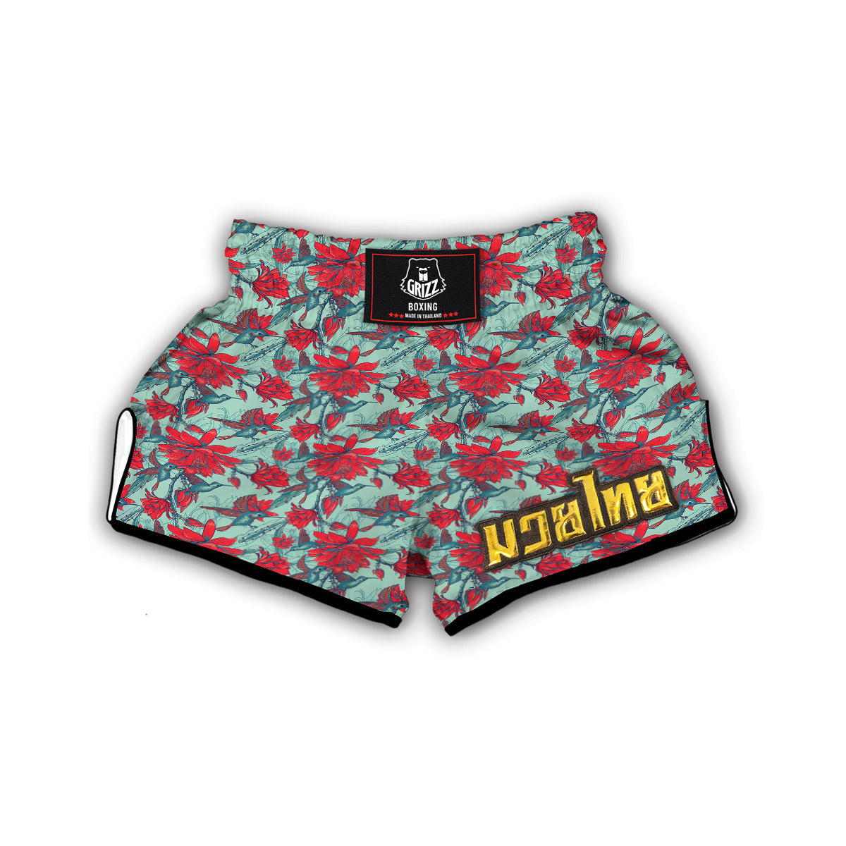 Hummingbird Floral Muay Thai Boxing Shorts-grizzshop