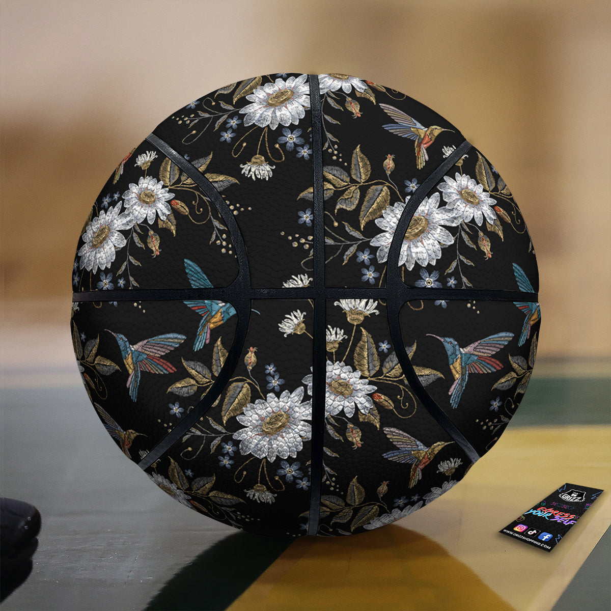 Hummingbird Floral Vintage Print Pattern Basketball