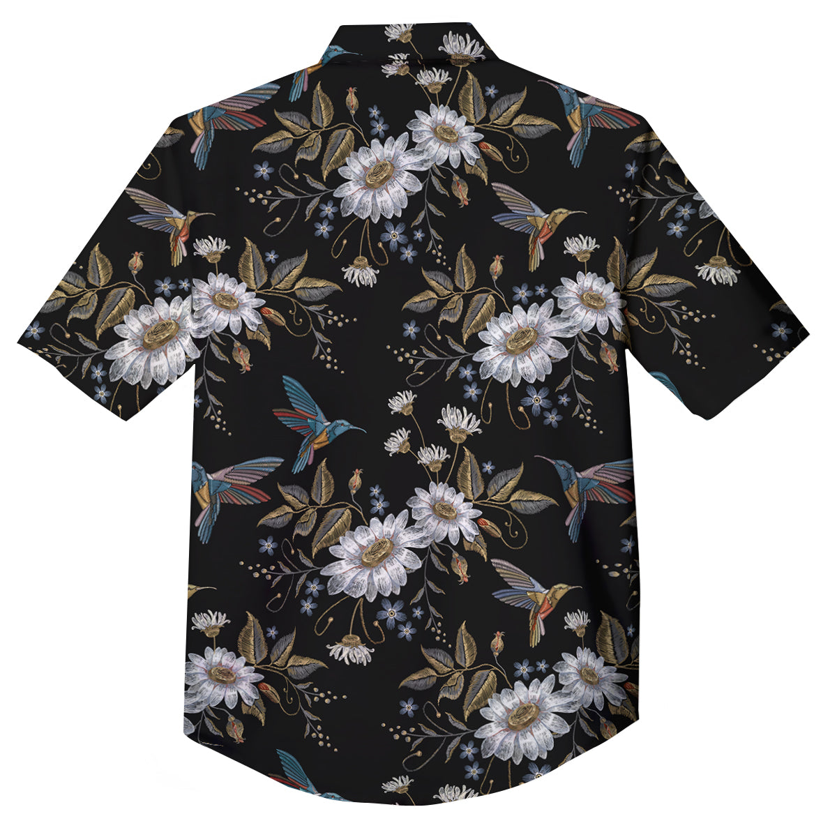 Hummingbird Floral Vintage Print Pattern Button Up Shirt-grizzshop