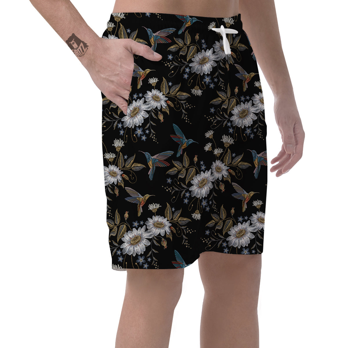Hummingbird Floral Vintage Print Pattern Men's Shorts-grizzshop