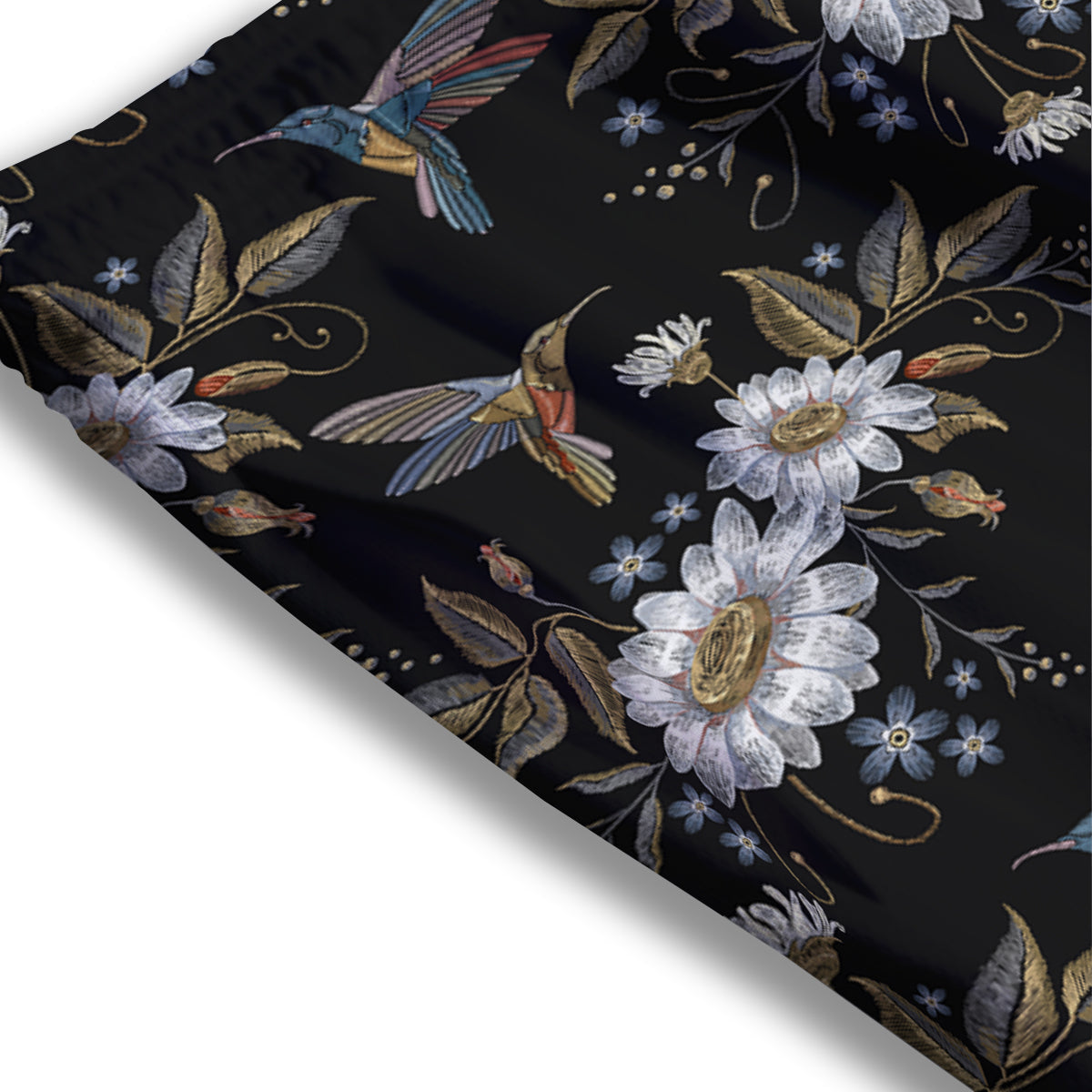 Hummingbird Floral Vintage Print Pattern Mesh Shorts
